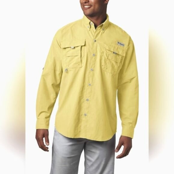 Columbia Other - Columbia Mens Yellow PFG Long Sleeve Vented Fishing HIking Technical Shirt XL/TG